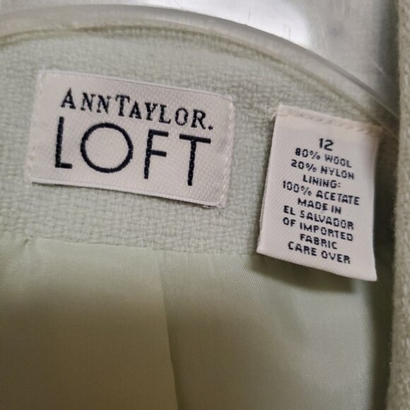 Ann Taylor Loft Wool Jacket Mint Green Double Breasted with Pockets - Picture 2 of 10